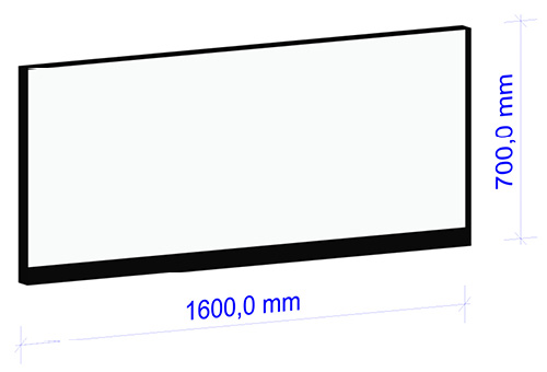 Rechteckiger Spiegel, Breite 1600 mm, Höhe 700 mm